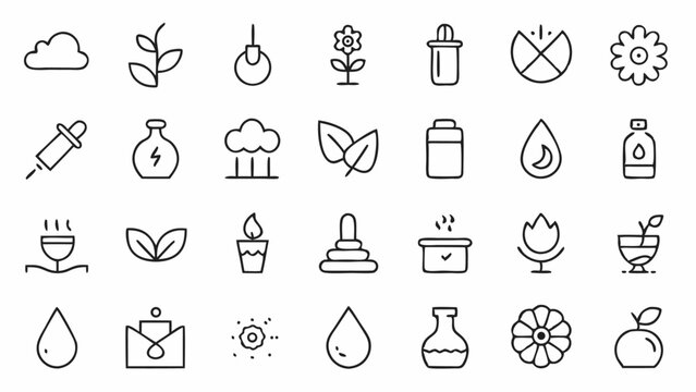 Download a modern collection of smell related outline icons styled in a linear format great for perfumery brands essential oil promotions and wellness app interfaces