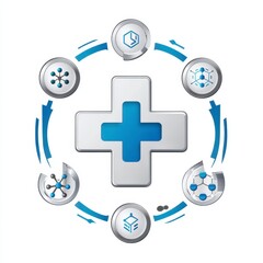 Modern Medical Technology Icons and Symbols in Circular Design