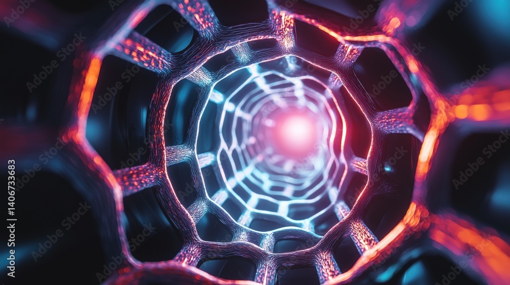 Poster dynamic science visualization of a hypothetical neural network futuristic environment digital art ab