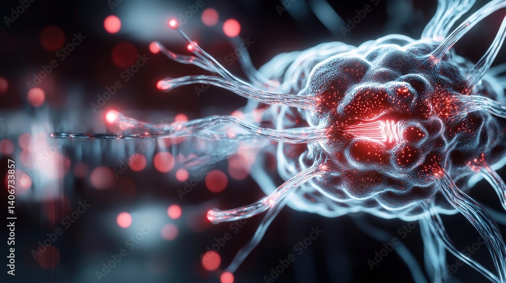 Poster exploring neural networks and their impact on technology digital realm 3d visualization abstract sci