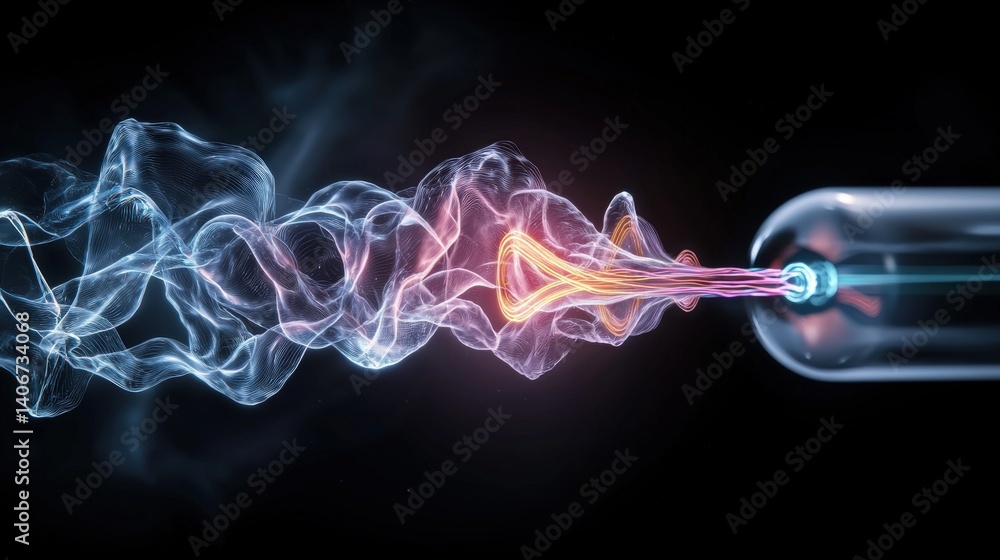 Poster scientific experiment demonstrates plasma flow in a controlled environment laboratory digital artwor