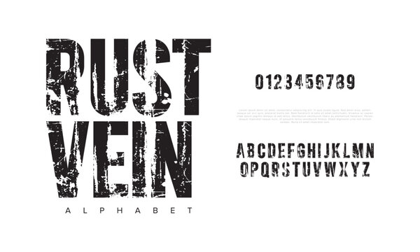 Distressed Grunge Textured Font Vector for Urban Poster and Industrial Design