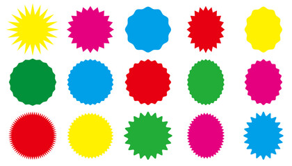 Jagged explosion speech bubble set (colorful)