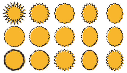 Hand-drawn jagged explosion speech bubble set (black and yellow)