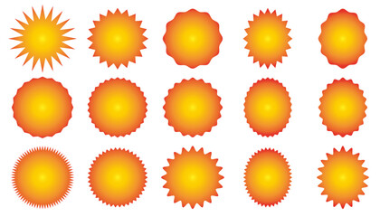 Jagged explosion speech bubble set (orange gradation)