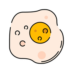 Fried Egg Flat design style sunny side egg with yolk representing protein intake great for breakfast diet and health graphics