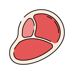 Steak Meat Flat design style raw red steak cut symbolizing protein for sports nutrition guides and meal plan illustrations