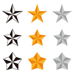 A set of cute, pop, three-dimensional stars