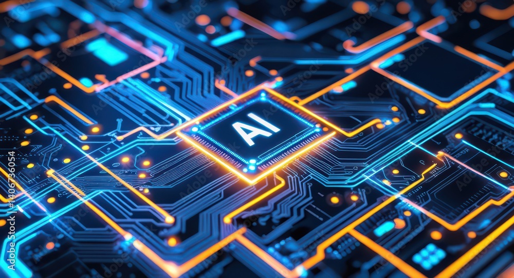 Aufkleber ai technology concept artificial intelligence chip circuit board future technology innovation system