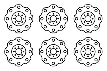 Brake rotor line art detailing mechanical brake systems