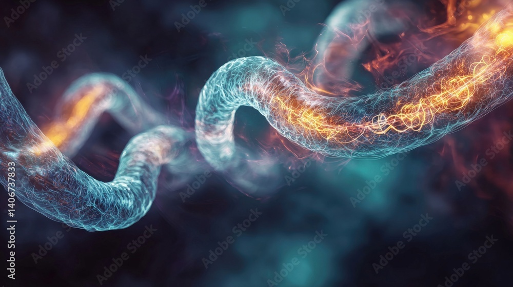 Poster dynamic energy flow abstract waveforms digital art vibrant colors futuristic environment close-up vi