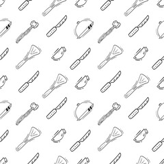 kitchen utensil pattern. kitchenware seamless pattern. doodle kitchen background