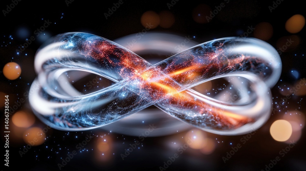 Poster infinite cosmic loop digital space abstract art sci-fi environment close-up view endless possibiliti
