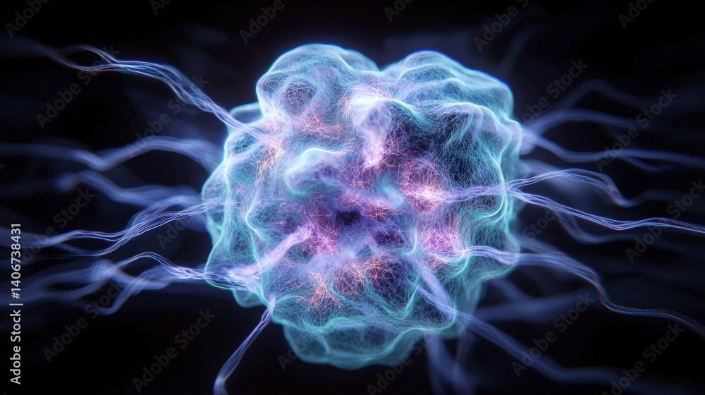Poster dynamic energy particle burst science lab digital artwork futuristic environment close-up view quant