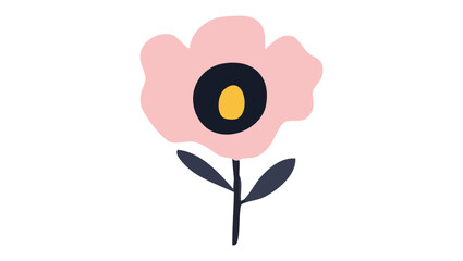 Cute Pink Flower Flat Illustration