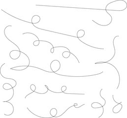 Hand drawn dotted curved line shape. Curved line illustration isolated on white background.