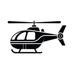 Helicopter Silhouette Minimalist Black and White Art