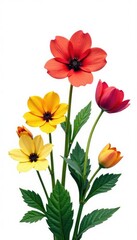 Obraz premium colorful flowers isolated on white background, nature, floral, plant life
