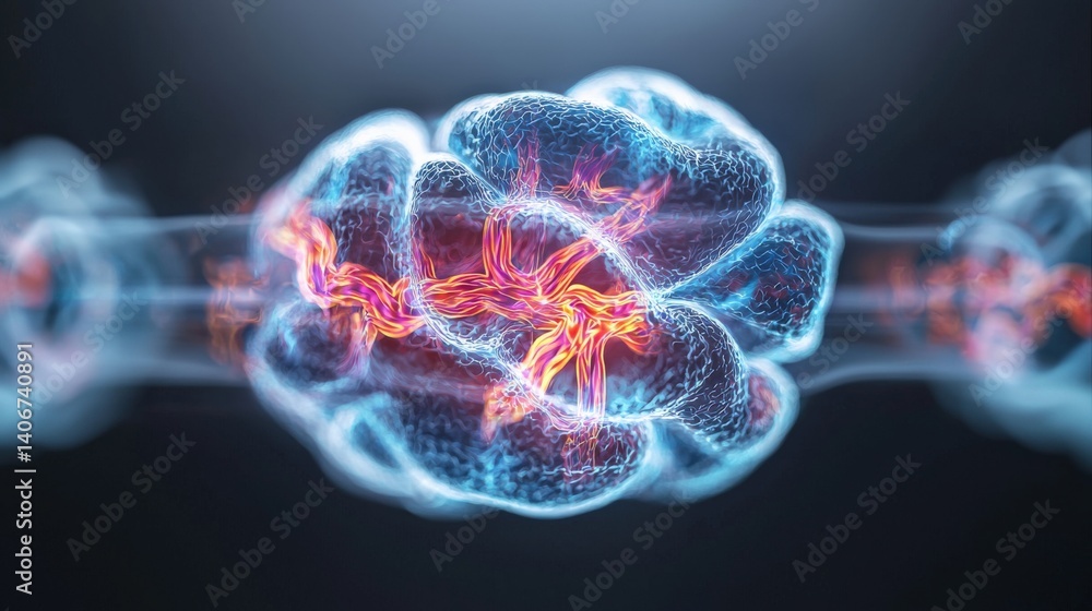 Poster dynamic cellular interaction visualization laboratory digital art scientific environment close-up vi