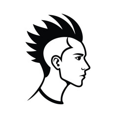 Profile Portrait with Mohawk Line Drawing Design