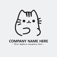 Cat illustration black and white for logo company vector image
