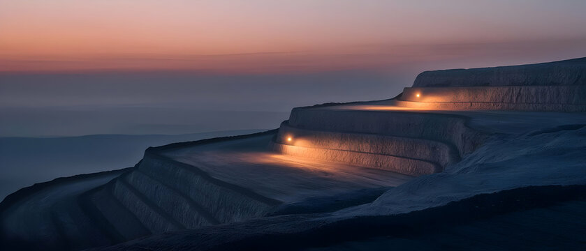 Illuminated Quarry at Dawn