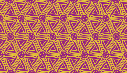 Curved line in triangles style. Vector illustration. Purple orange color. For interior wallpaper, smart design, fashion print. Seamless