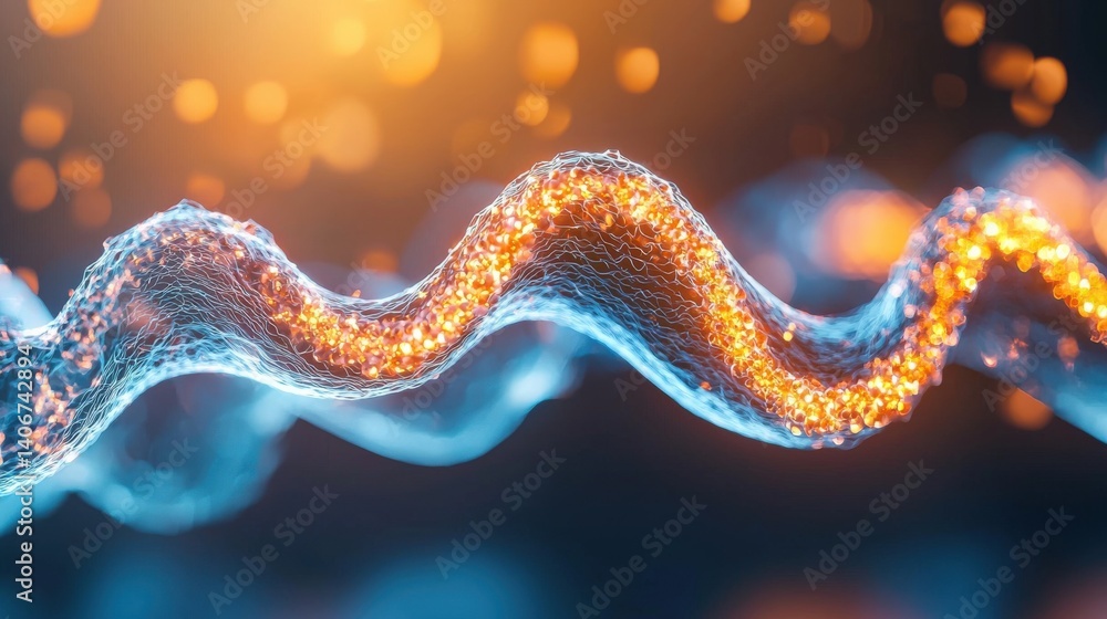 Poster dynamic wave energy visualization digital realm abstract graphics light and motion close-up conceptu