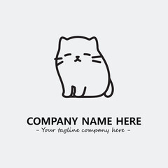 Cat illustration black and white for logo company vector image