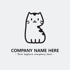 Cat illustration black and white for logo company vector image