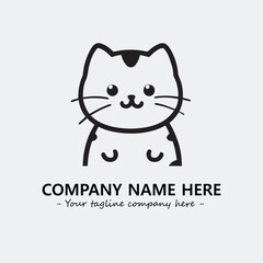 Cat illustration black and white for logo company vector image