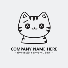 Cat illustration black and white for logo company vector image