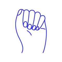 Fist. Hand gesture doodle icon. Contour vector illustration