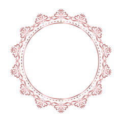 Damask Round Wreath rose gold circular round ornament floral Abstract pattern, Classical Victorian traditional style, illustration Vintage Design, Flower frames, Mandala, Antique, Moroccan frame