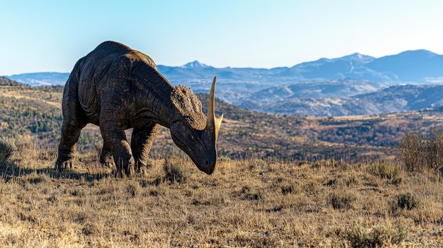 Diprotodon grazing in ancient landscapes australia high-quality image natural habitat lifelike view evolutionary concept