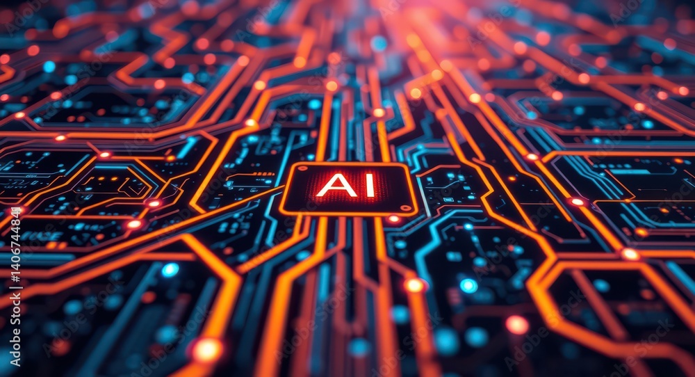 Poster ai artificial intelligence technology background futuristic circuit board neural network concept des