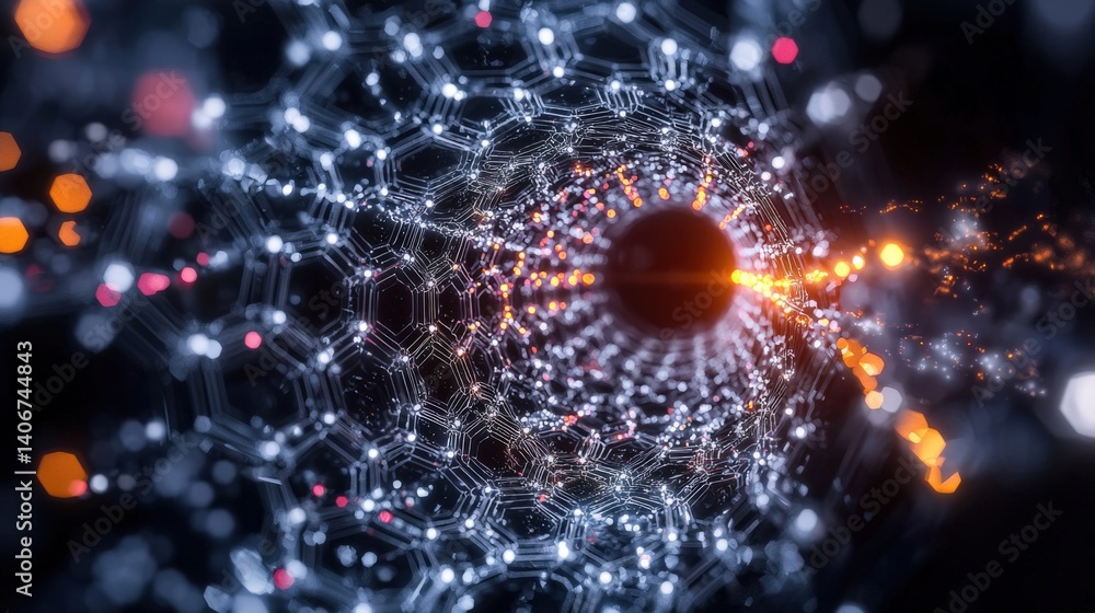 Poster exploring the depths of quantum physics virtual space digital art abstract environment close-up view