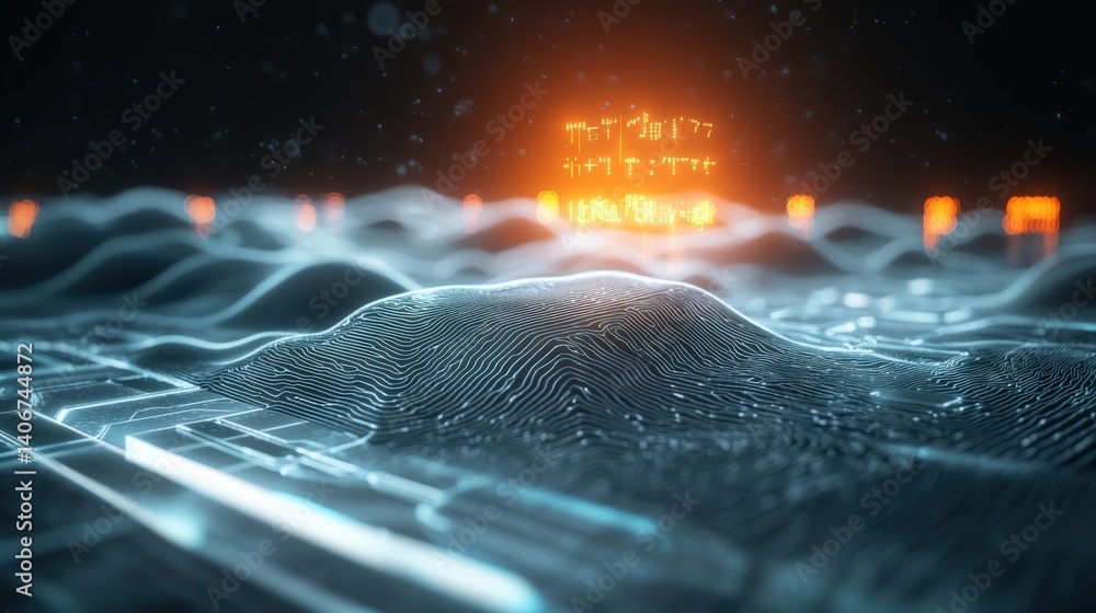 Poster innovative digital terrain visualization virtual space 3d graphics futuristic environment abstract p