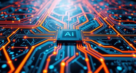 Ai artificial intelligence chip technology motherboard circuit board futuristic background design