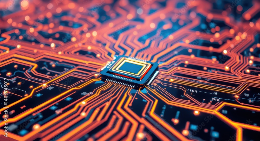 Poster understanding integrated circuit technology and microchip design for modern electronic devices use