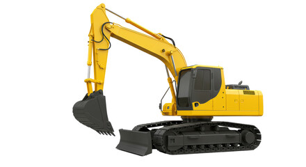 Isolated Yellow Excavator with Shovel