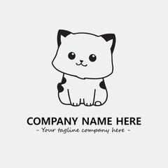 Cat illustration black and white for logo company vector image