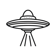 UFO Flying Saucer Continuous Line Drawing Illustration