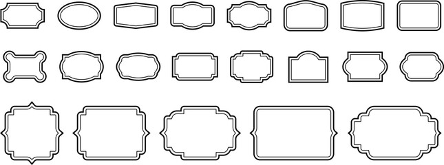 Monochrome simple horizontal frame. Decorative vintage frames isolated. Art design border labels frames and labels