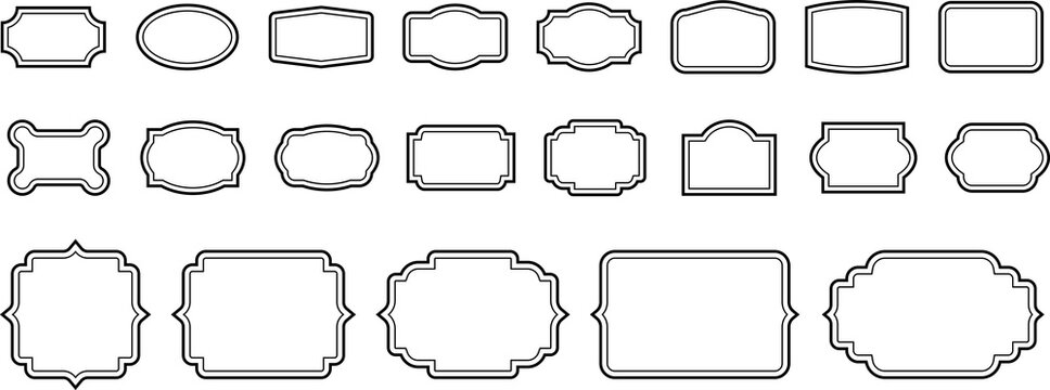 Naklejki Monochrome simple horizontal frame. Decorative vintage frames isolated. Art design border labels frames and labels