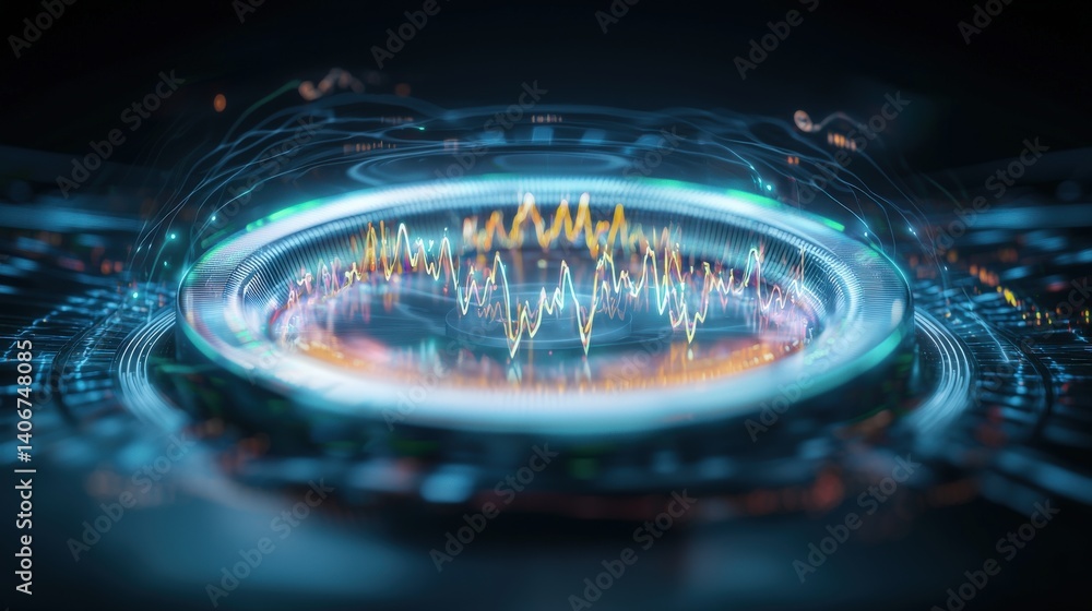 Aufkleber visualizing sound waves through digital art creative studio abstract design futuristic environment c