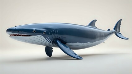 Obraz premium Blue Whale 3d Render on Minimalist Background for Environmental Projects