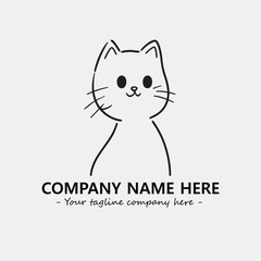 Cat illustration black and white for logo company vector image