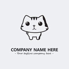 Cat illustration black and white for logo company vector image