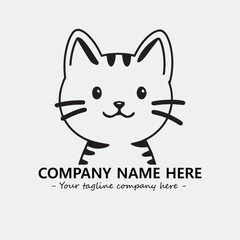 Cat illustration black and white for logo company vector image